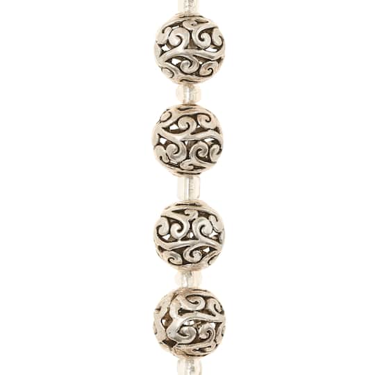 12 Pack: Silver-Plated Round Filigree Beads, 10mm by Bead Landing™